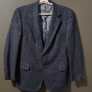 Yorkshire Square Vintage Tweed Wool Blazer Basketweave Buttons 43R